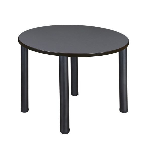 Kee Round Tables > Breakroom Tables > Kee Square & Round Tables, 36 W, 36 L, 29 H, Wood|Metal Top, Grey TB36RNDGYBPBK